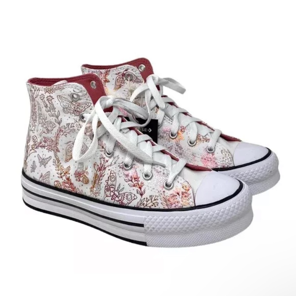 Girls Converse CTAS EVA LOFT PLATFORM high white kids canvas sneakers Sz. 13